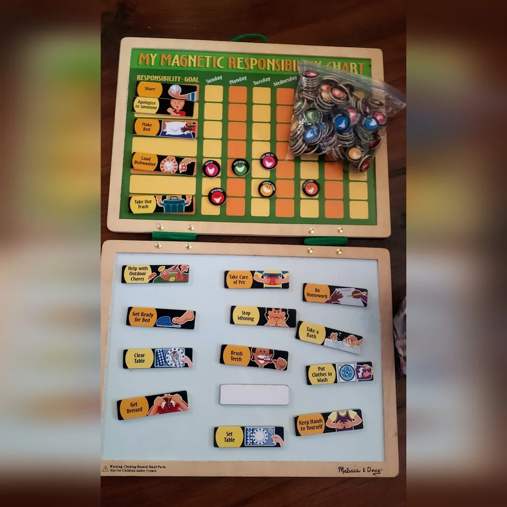 2 Melissa and Doug Wooden Magnetic Responsibility Charts